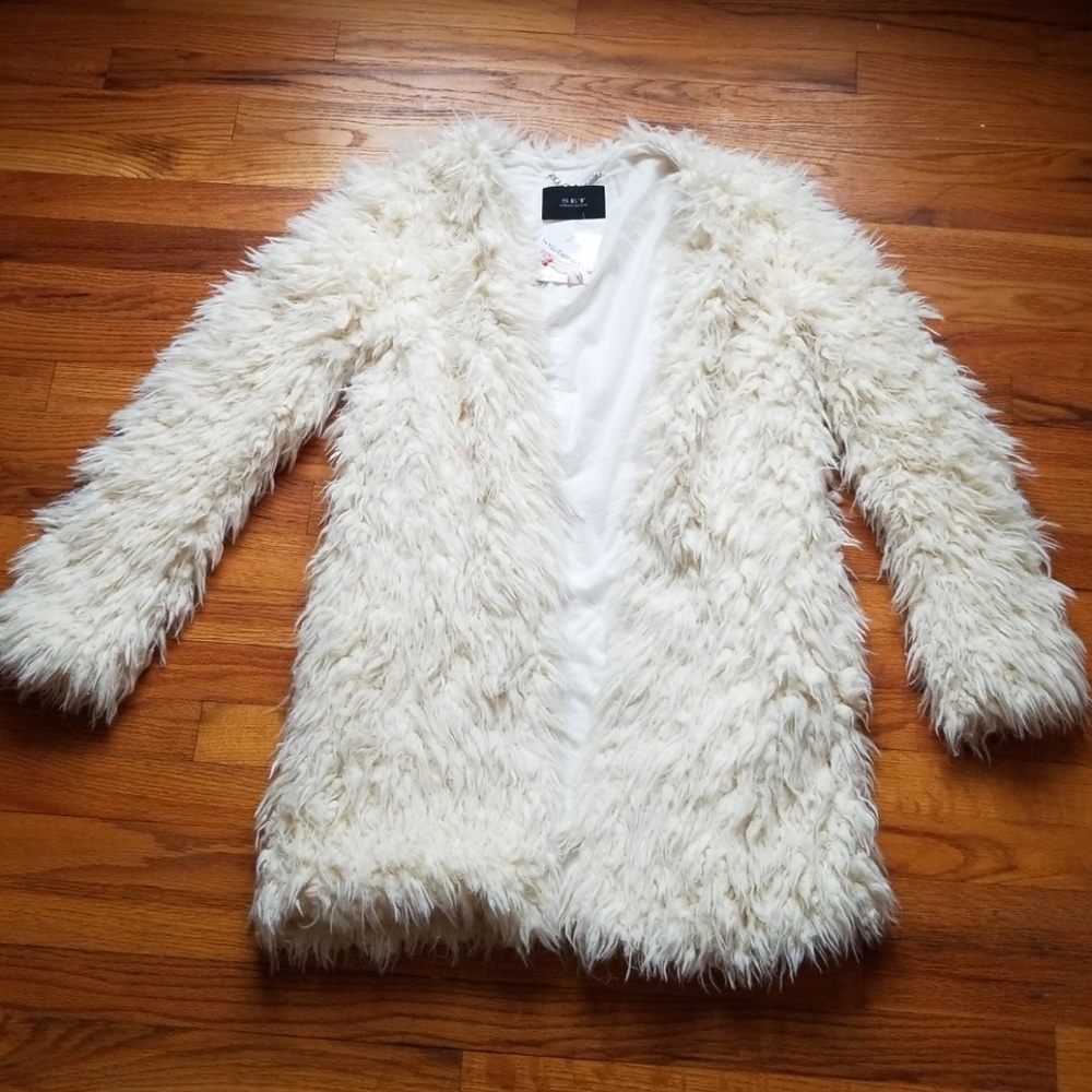 Lightweight Cream Shag Faux Mongolian Lamb Coat 2